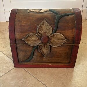Hand Carved Wooden Chest made of Fir